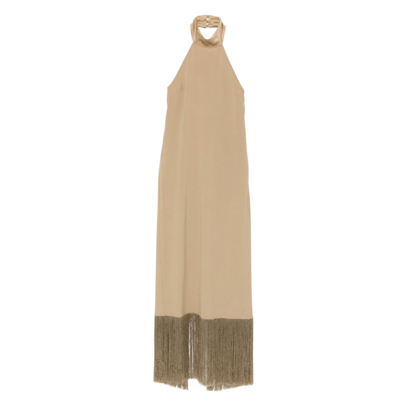 Taller Marmo Fringed-trim Halterneck Maxi Dress