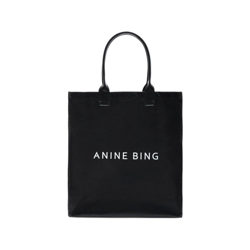 Anine Bing LEONIE COATED CANVAS TOTE - BLACK