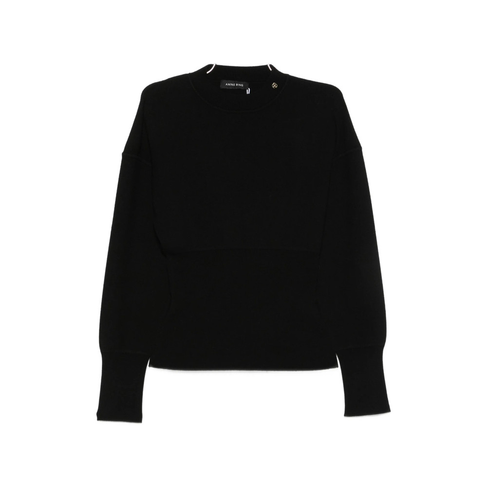 Anine Bing Mock-neck Ribbed-knit Sweater