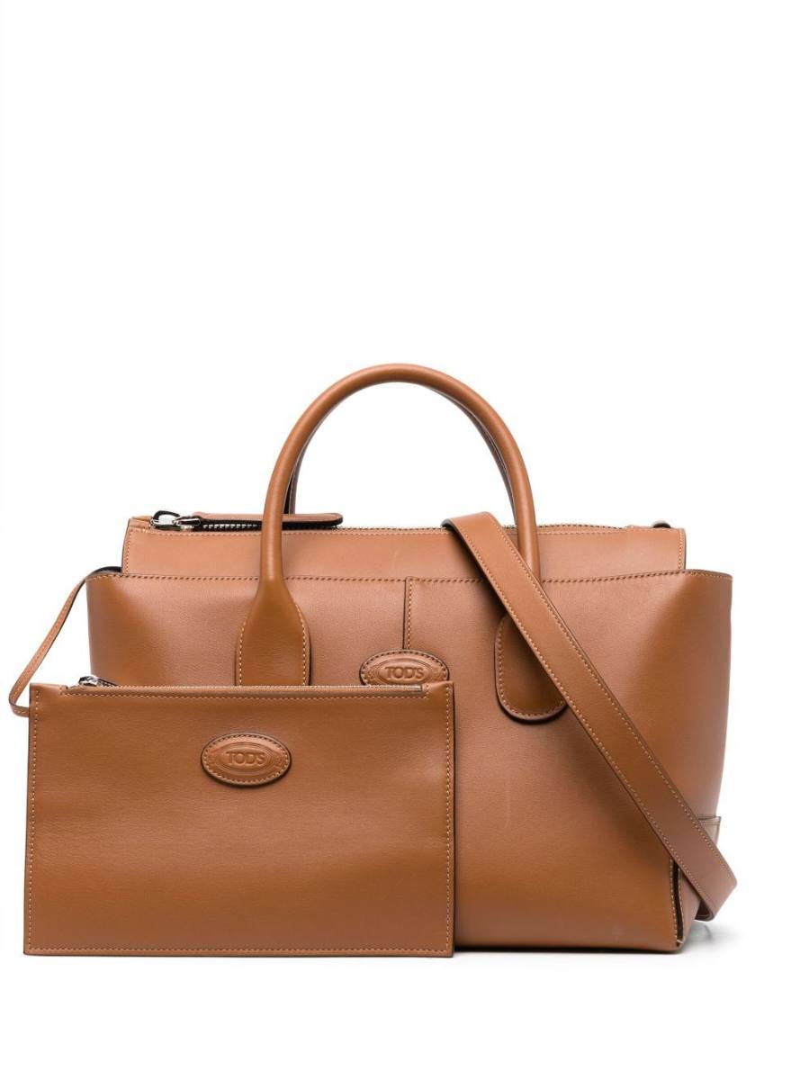 Di logo-patch leather tote bag