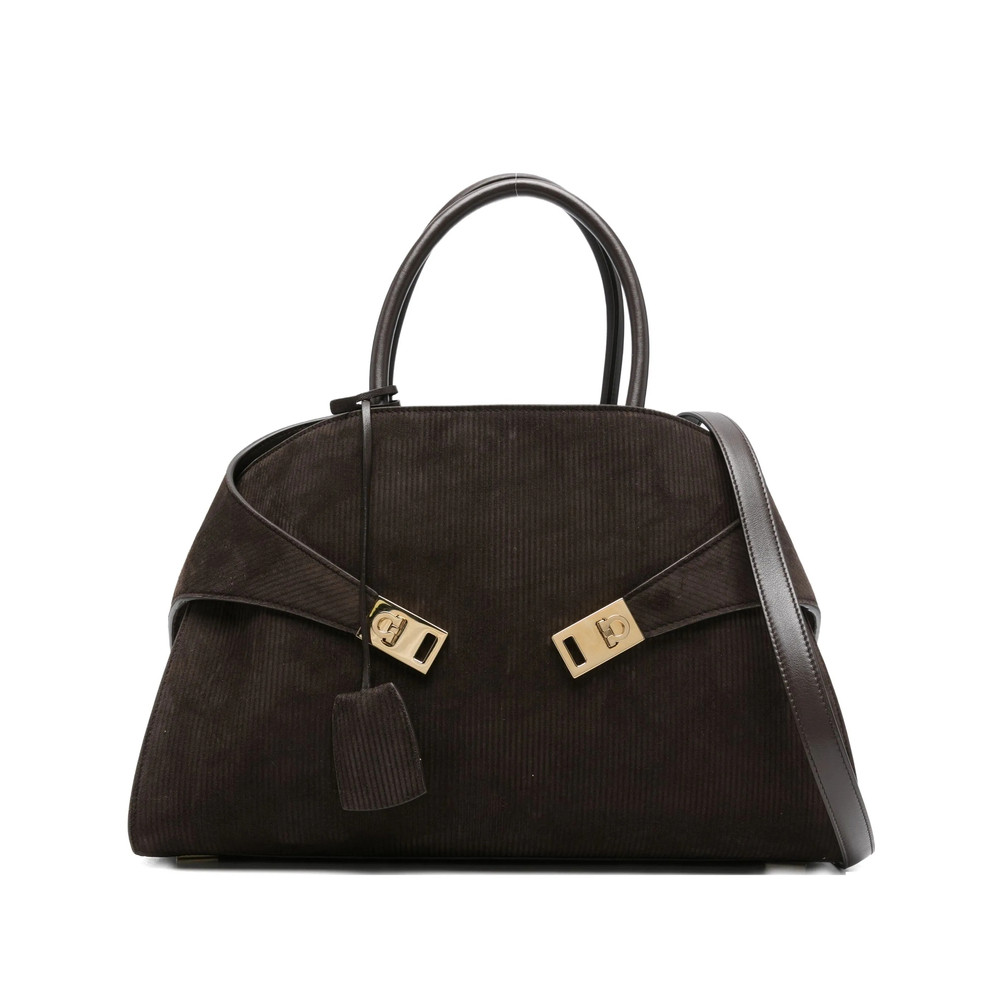 Ferragamo Corduroy Clasp Tote Bag