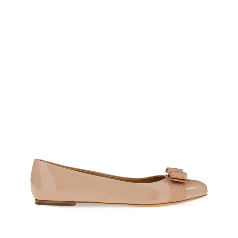 Ferragamo Varina Patent Bow-detail Ballet Flats