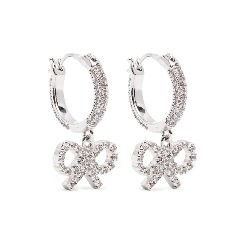 Self-portrait Crystal Bow Hoop Earrings