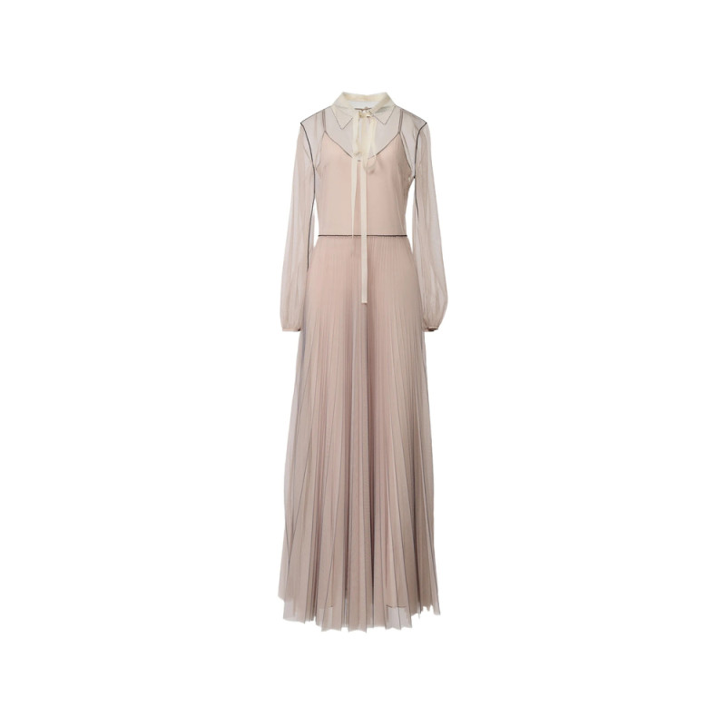 Fabiana Filippi Pleated Lace-collar Maxi Dress