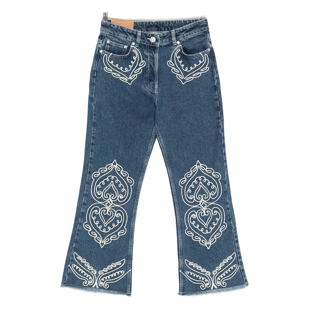 Farm Rio Embroidered Fringed Jeans