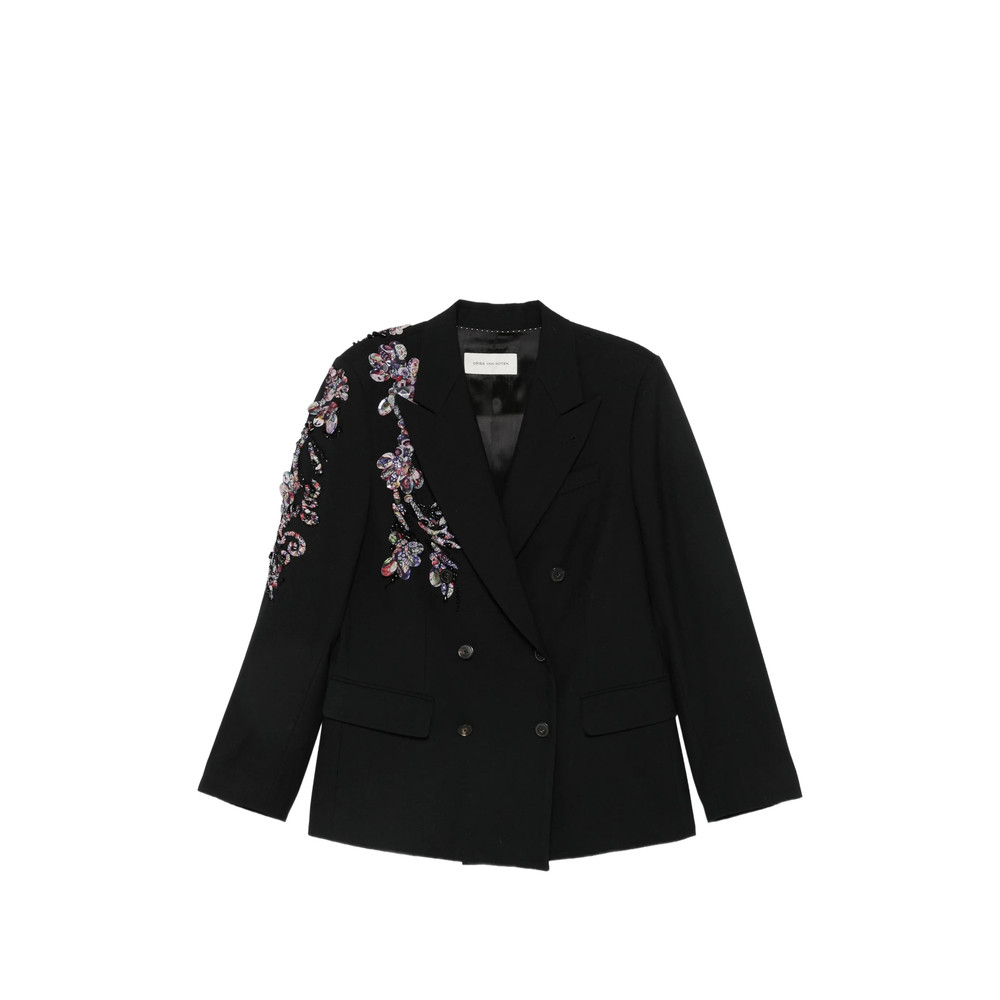 Dries Van Noten Floral-embellished Double-breasted Jacket