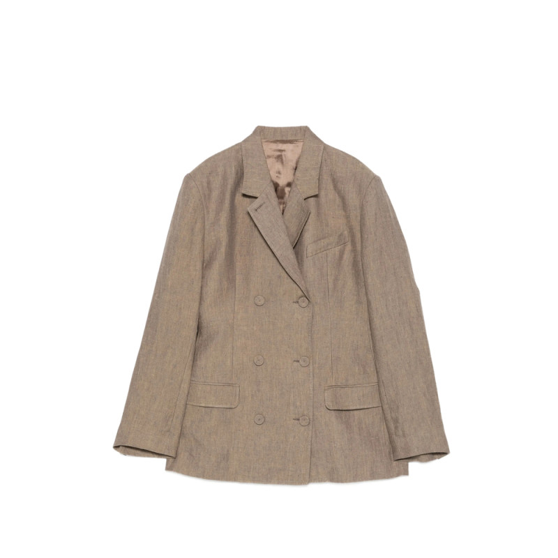 Mark Kenly Domino Tan Jenia Double-breasted Jacket