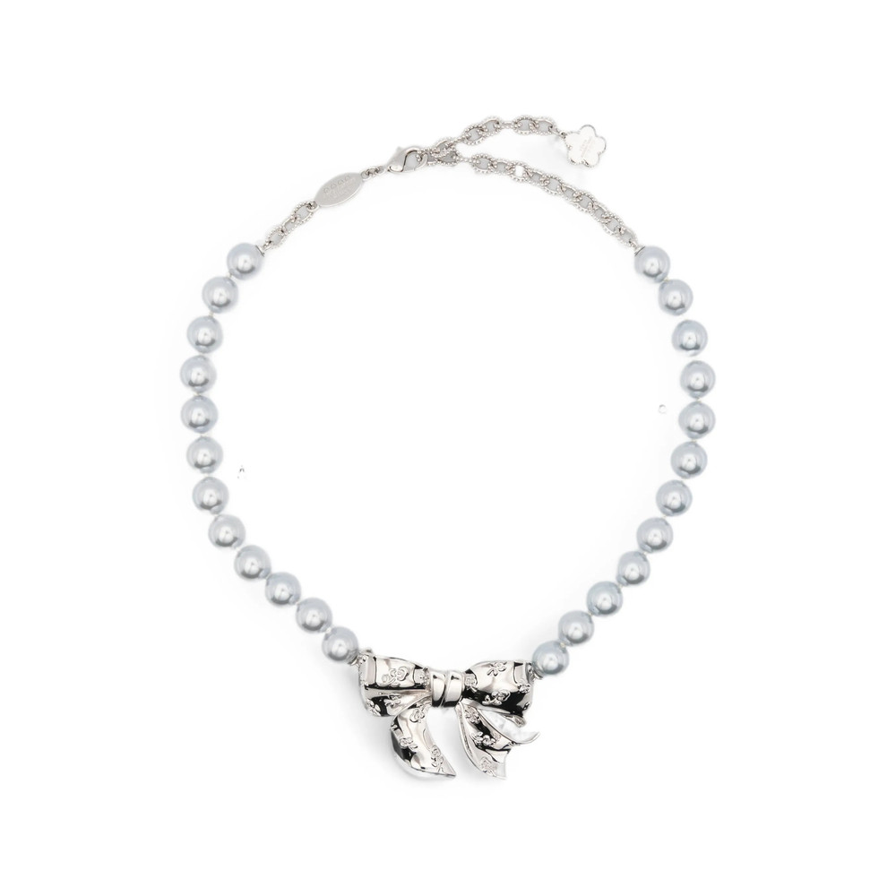 Shushu/tong Bow-pendant Faux-pearl Necklace