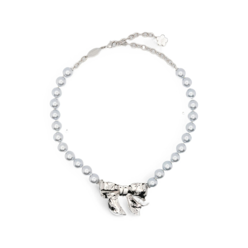Shushu/tong Bow-pendant Faux-pearl Necklace