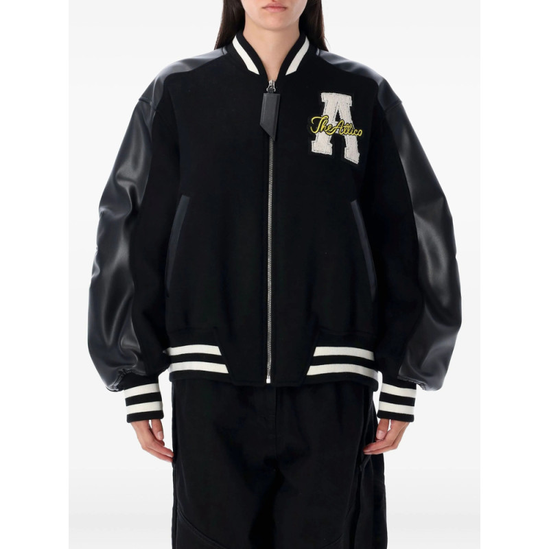 The Attico Varsity Leather-sleeve Bomber Jacket
