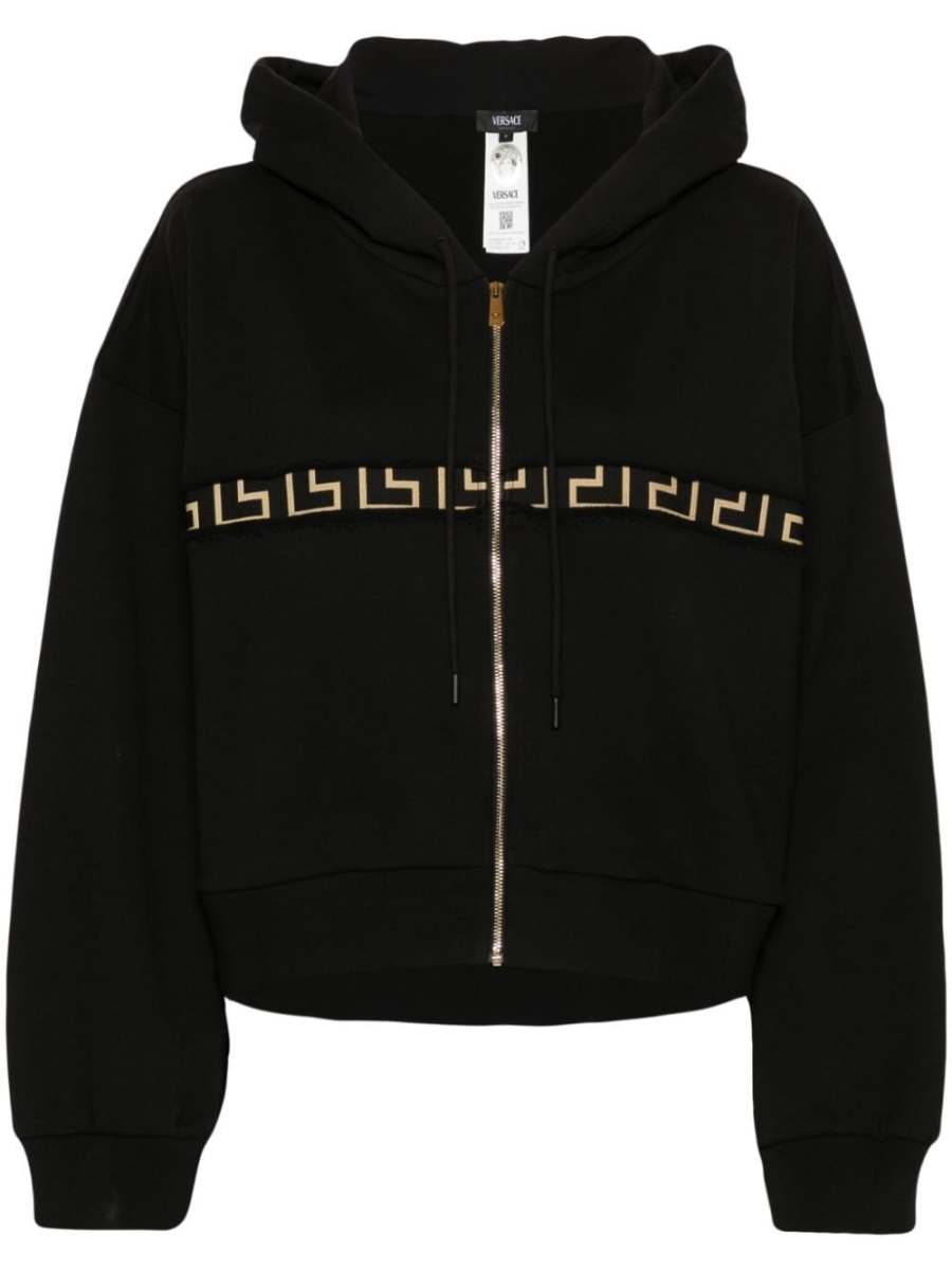 Greca-detailing zip-up hoodie