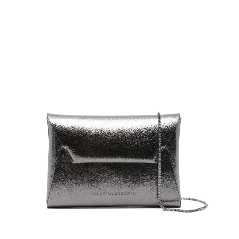 Brunello Cucinelli Metallic Flap Clutch Bag