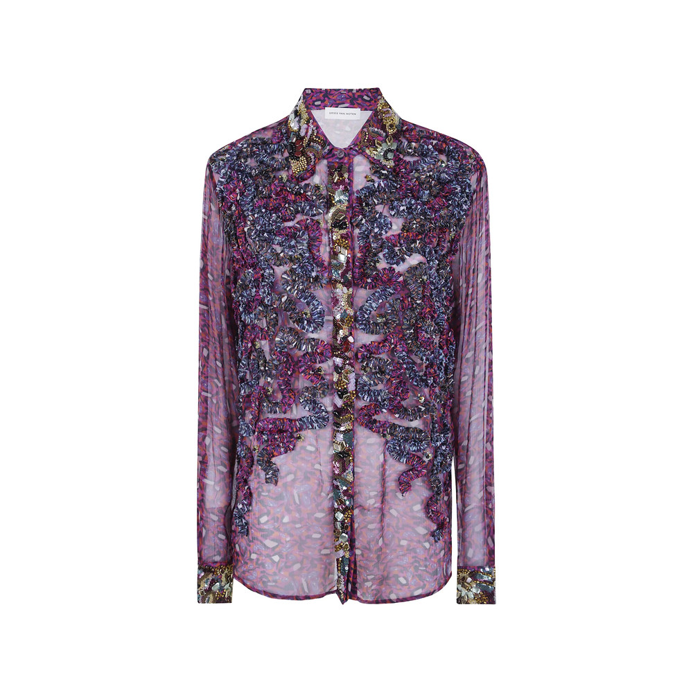 Dries Van Noten Sequin-embellished Ruffled Shirt