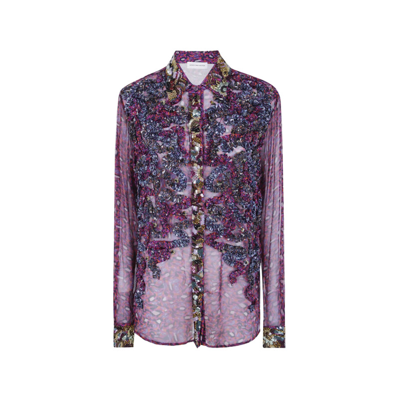 Dries Van Noten Sequin-embellished Ruffled Shirt