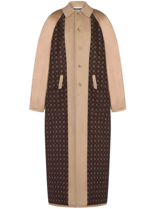 spread-collar cotton-blend coat