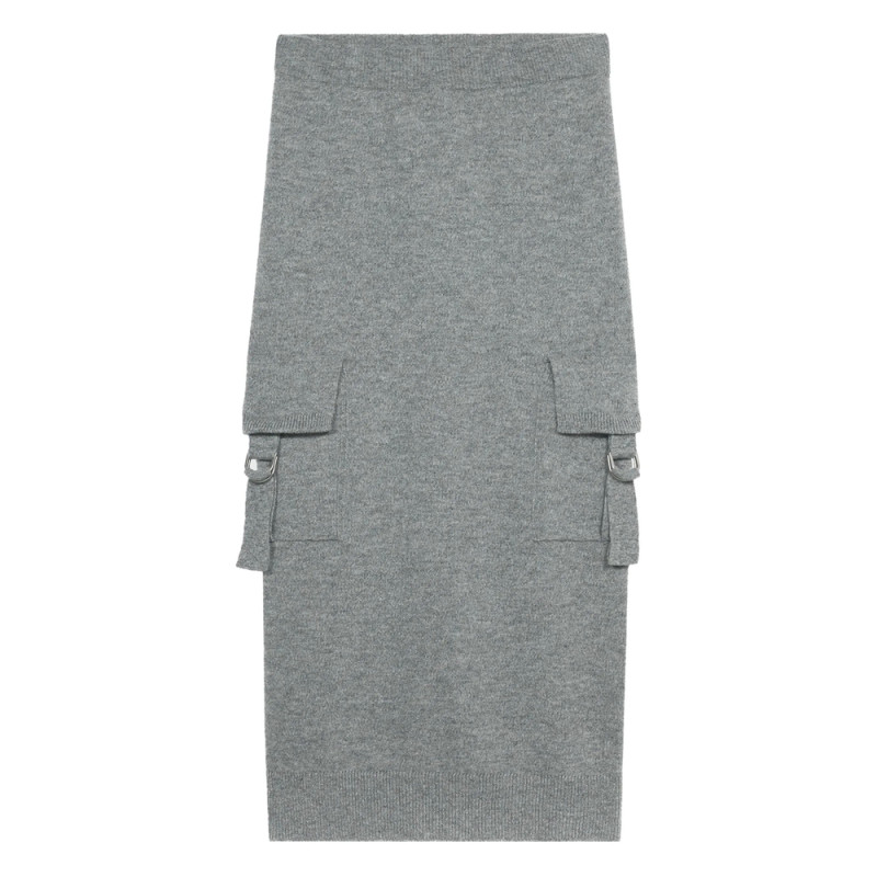 Blumarine Cargo-pockets Wool Midi Skirt