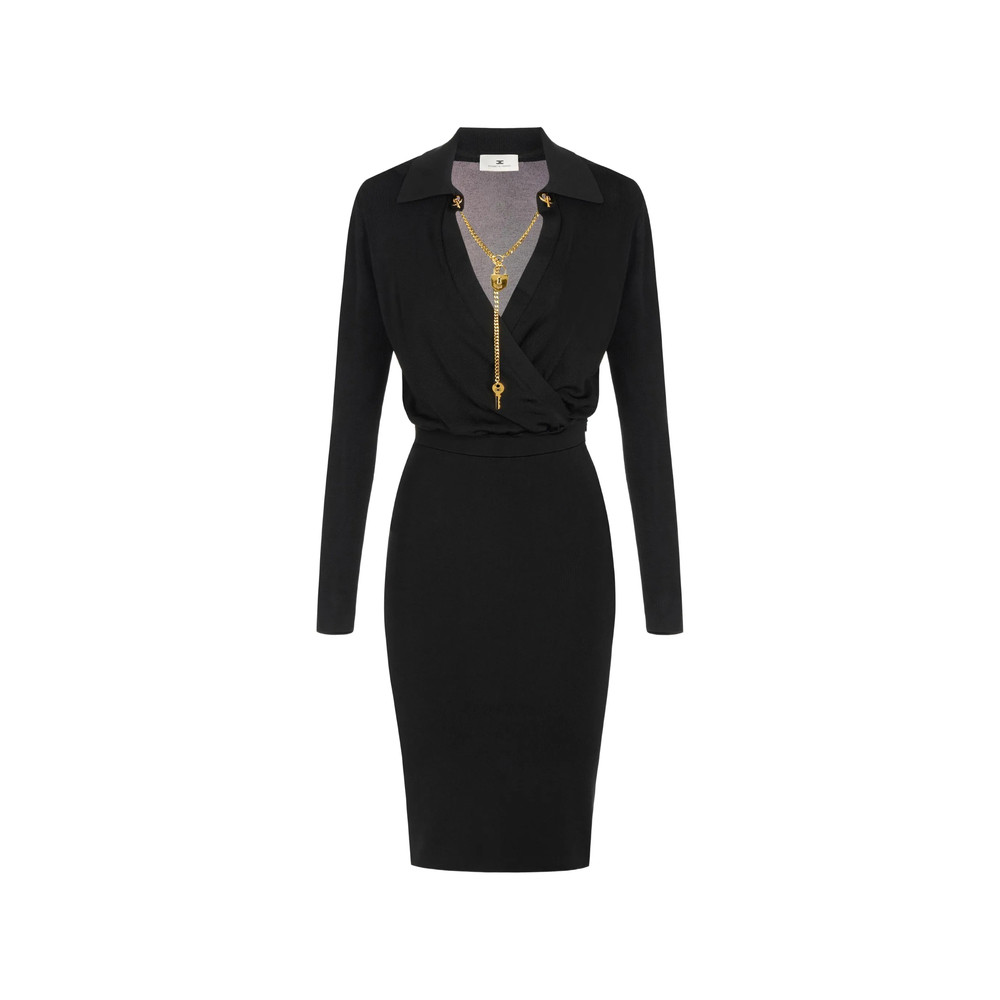 Elisabetta Franchi Chain-detail Wrap-front Midi Dress