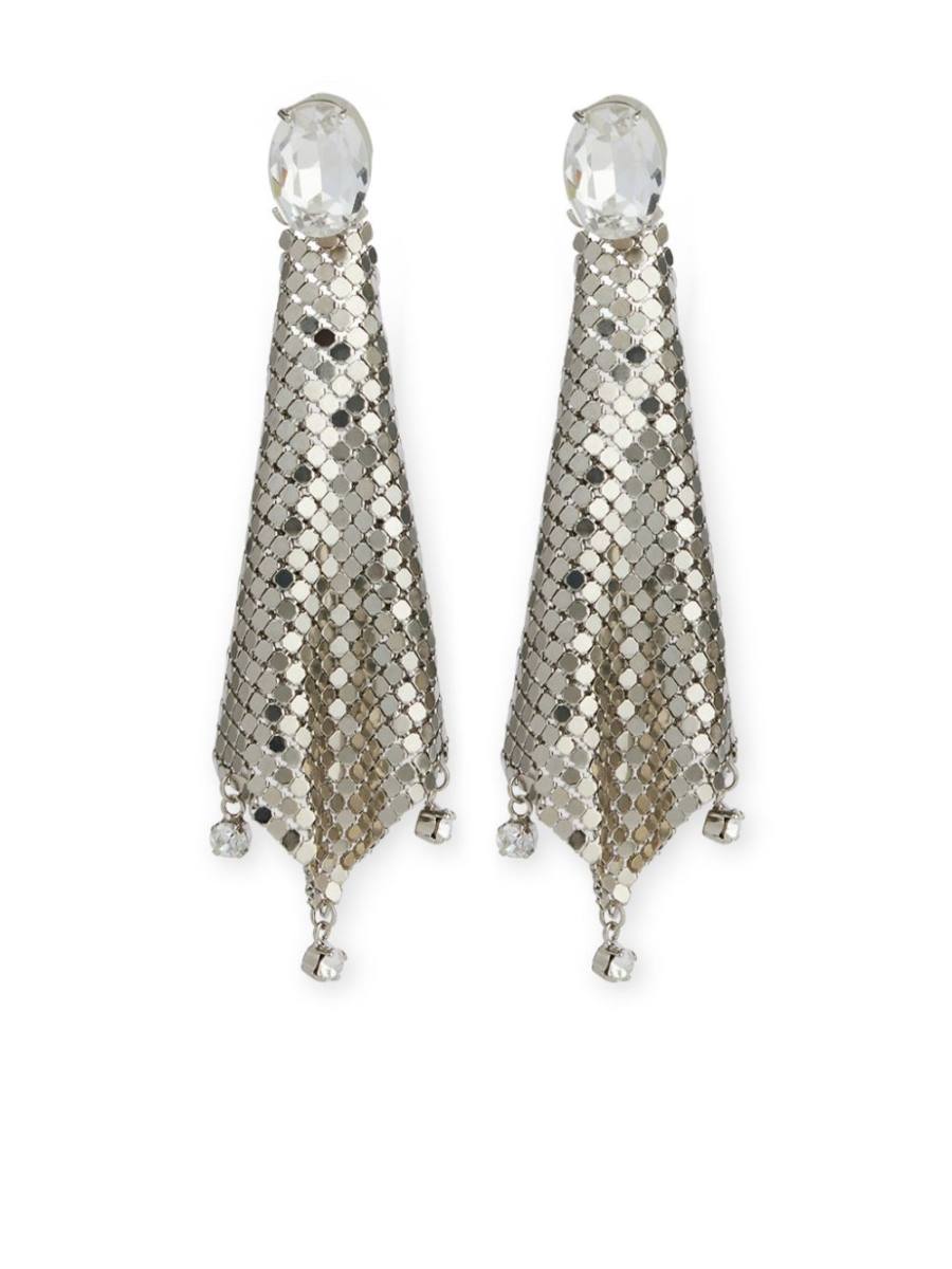crystal-embellished chainmail drop earrings