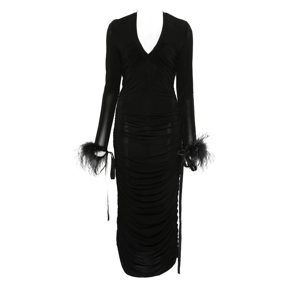Pinko Feather-trim Midi Dress