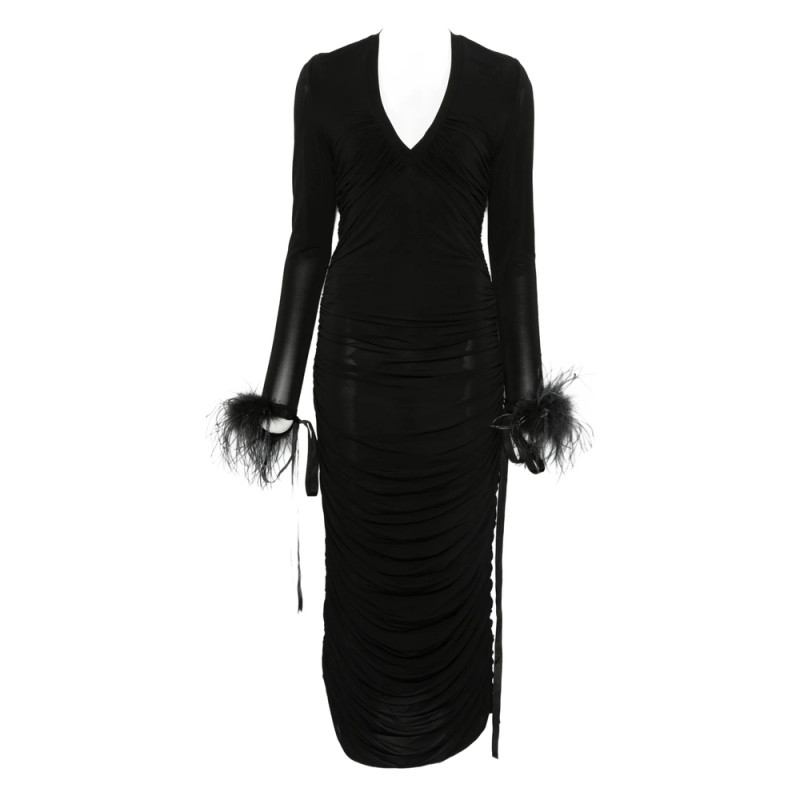 Pinko Feather-trim Midi Dress