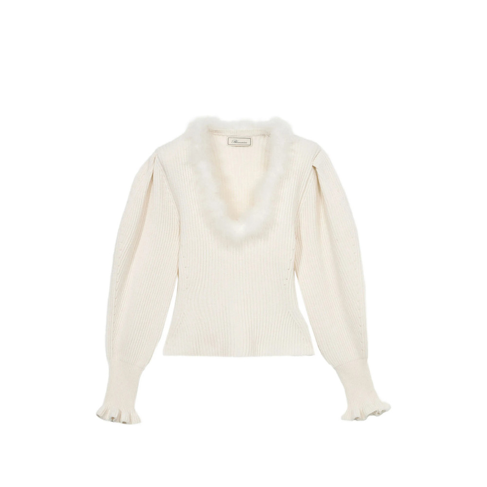 Blumarine Fur-detail Ribbed-knit Sweater