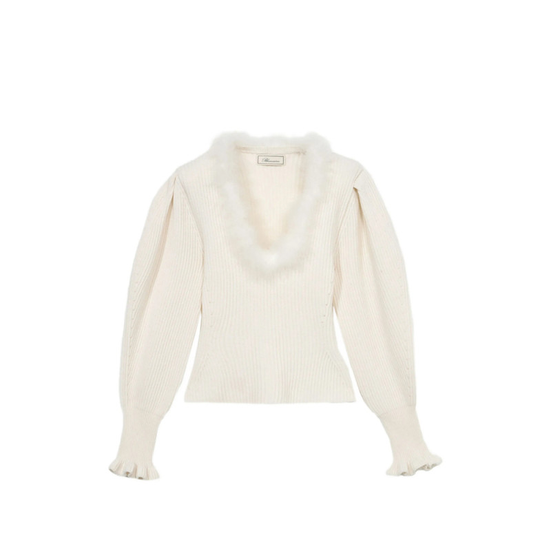 Blumarine Fur-detail Ribbed-knit Sweater