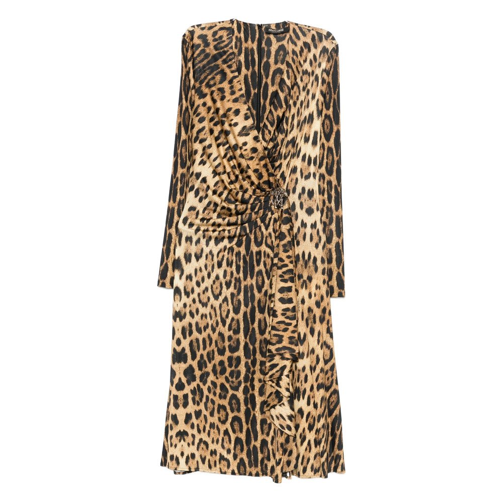 Roberto Cavalli Animal-print Draped Dress