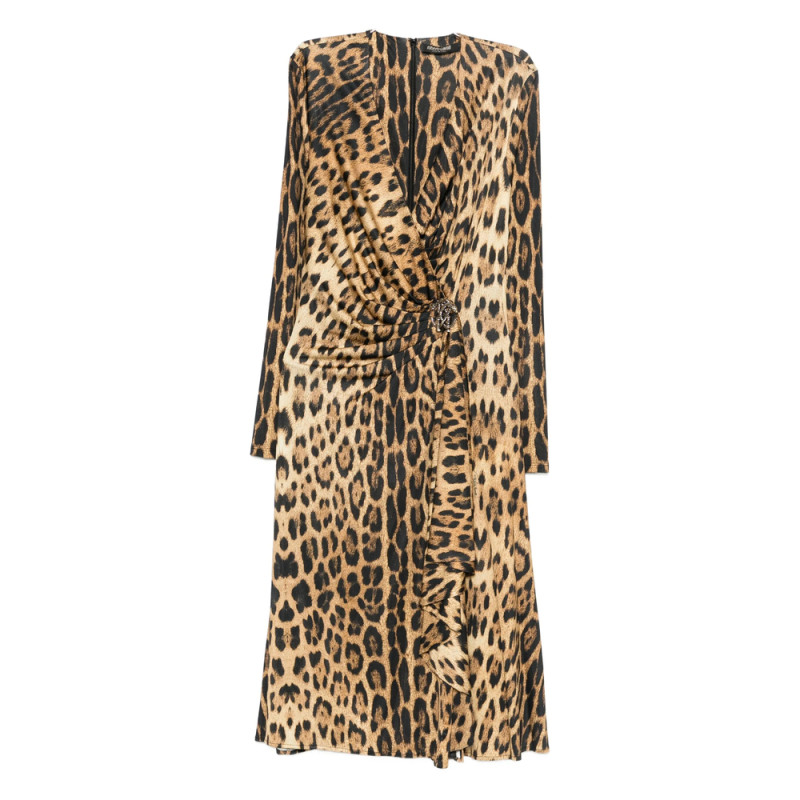 Roberto Cavalli Animal-print Draped Dress