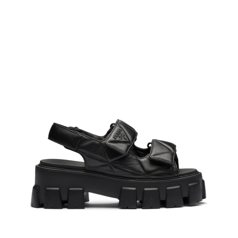 Prada Triangle-logo Quilted Leather Sandals