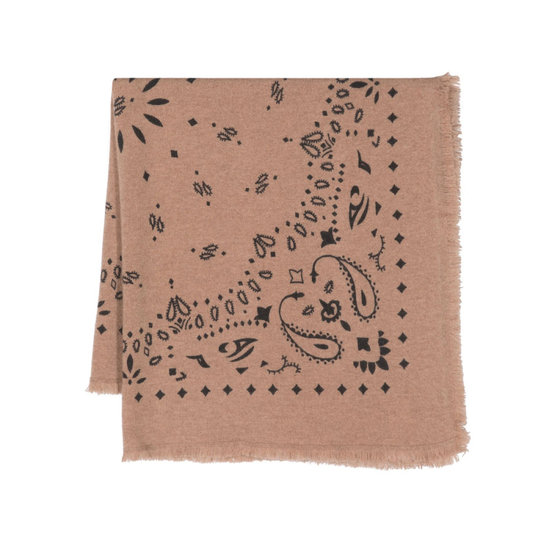 Kujten Bandana-print Ribbed Cashmere Scarf