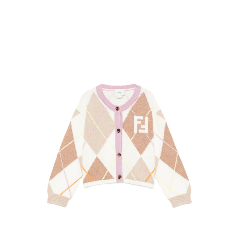 Fendi FF-intarsia Argyle-knit Cardigan