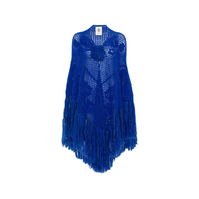 Chiara Is Scialle Coperta Peonia Crochet-knit Fringed Poncho