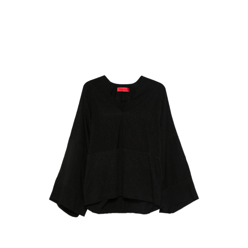 Thelatest Wide Sleeve V-neck Blouse