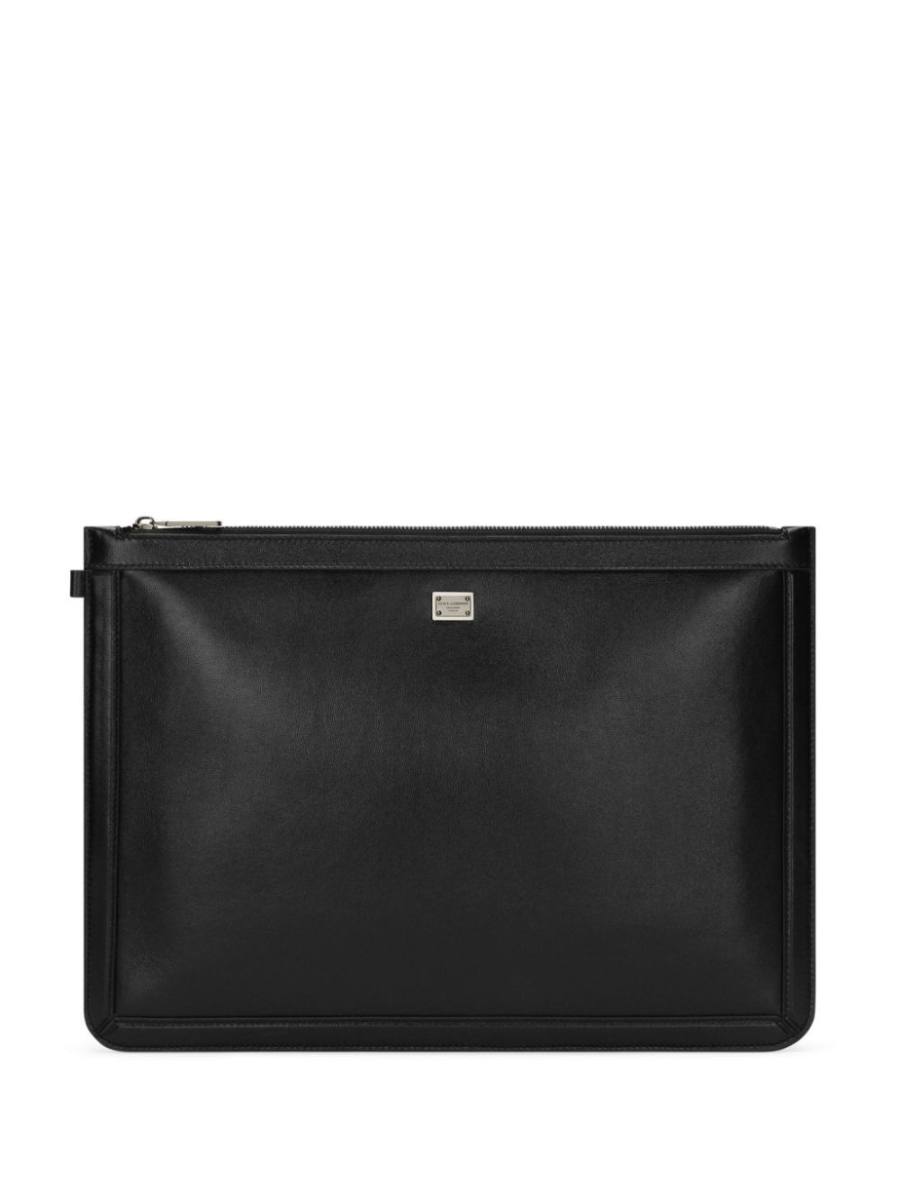 logo-plaque clutch bag