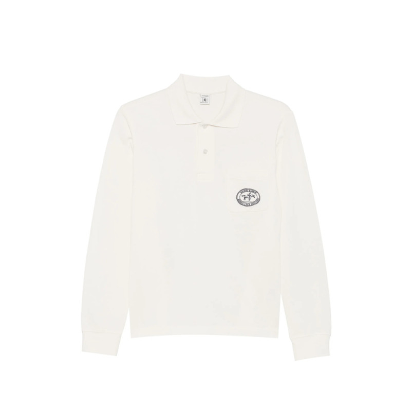 Sporty & Rich Perry Logo-patch Long-sleeve Polo Shirt