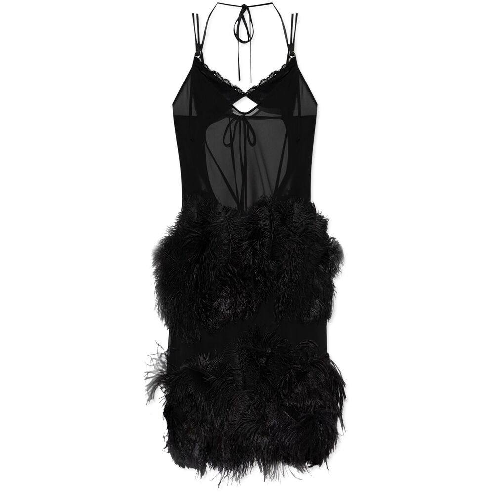 The Attico Feather-trim Midi Dress