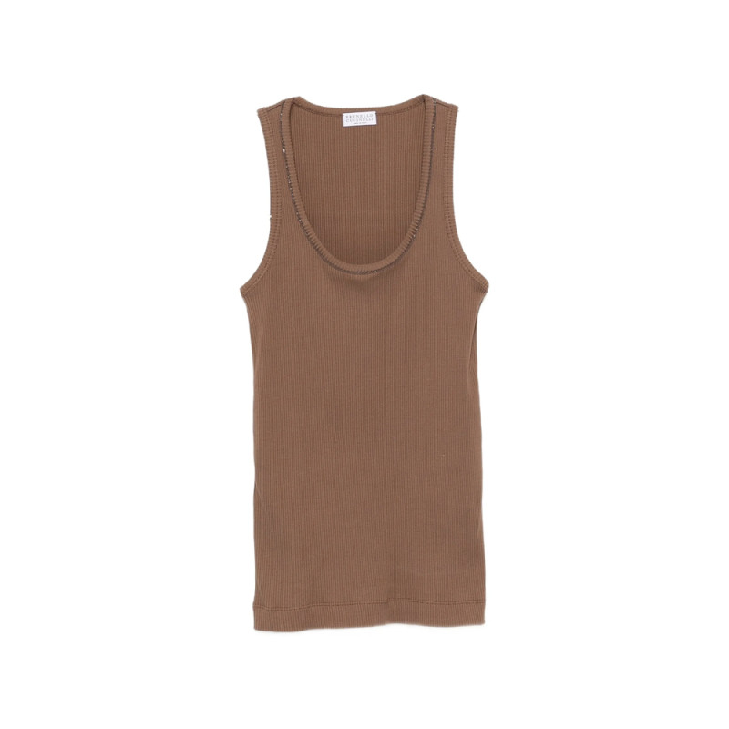 Brunello Cucinelli Ribbed-knit Monili-chain Tank Top