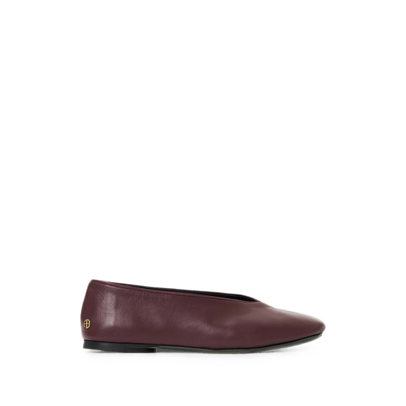 Anine Bing Ana Ballet Flats Smooth Leather - Fig