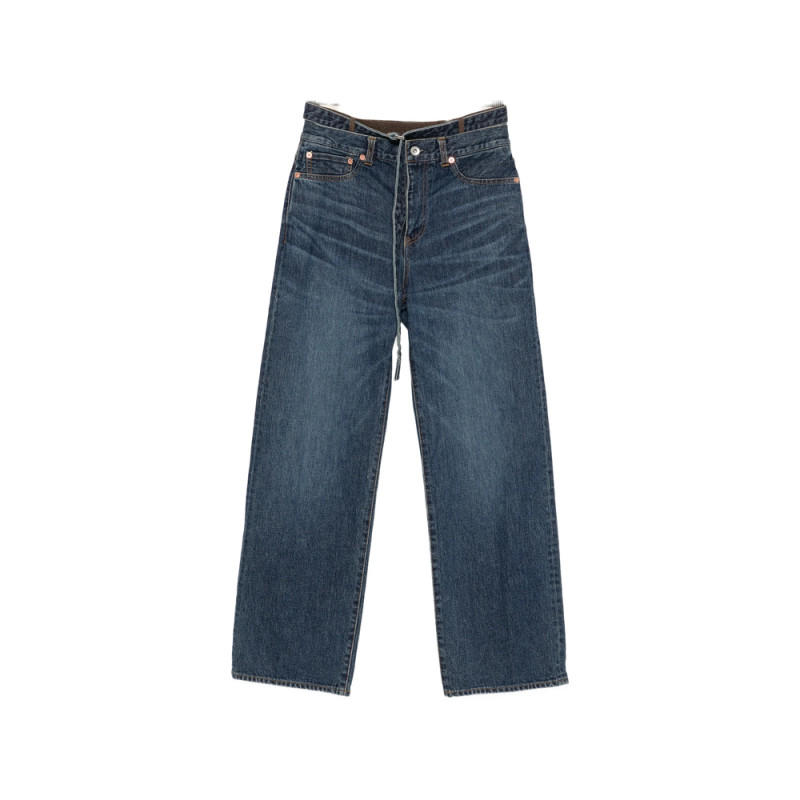 Sacai Belted Layered-waist Jeans