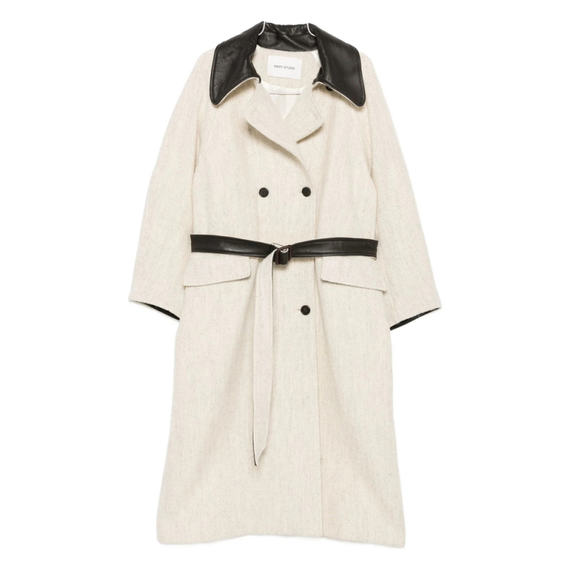 Mark Kenly Domino Tan Cibel Wool Double-breasted Coat