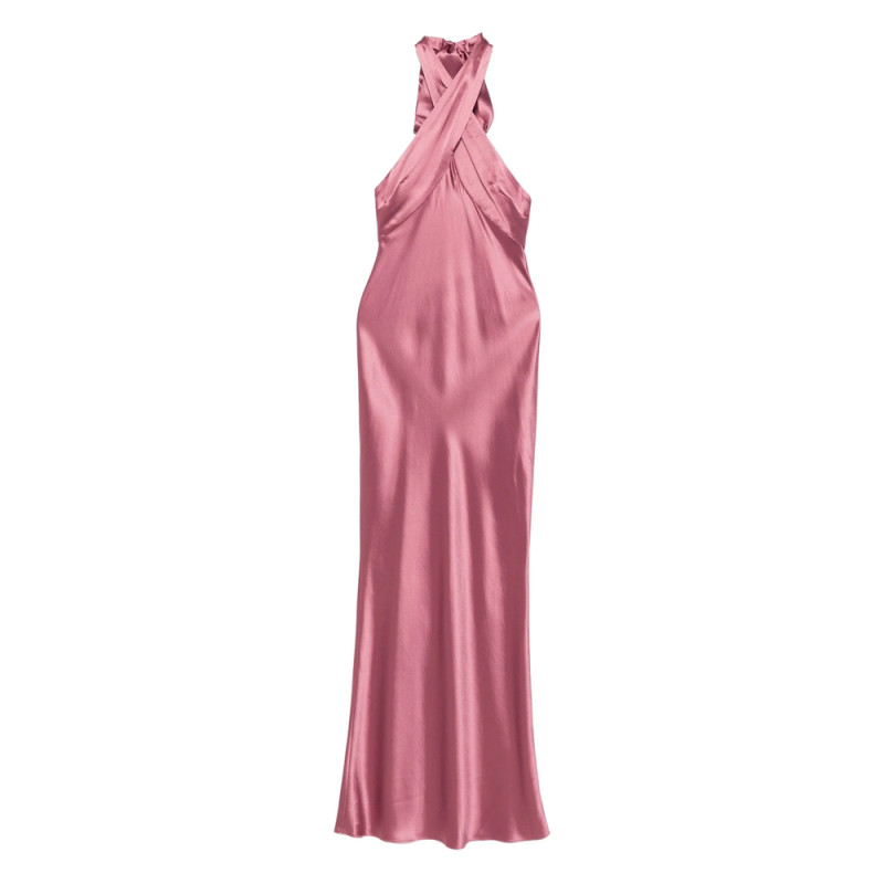 Retrofete Cross-front Satin Dress