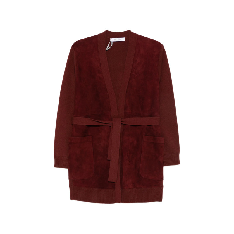 Max Mara Suede-panelled Belted Cardigan
