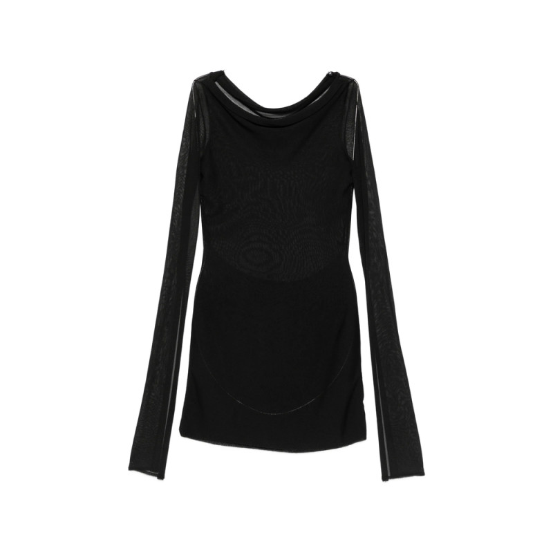 Cult Gaia Split-sleeve Cowl-neck Mini Dress