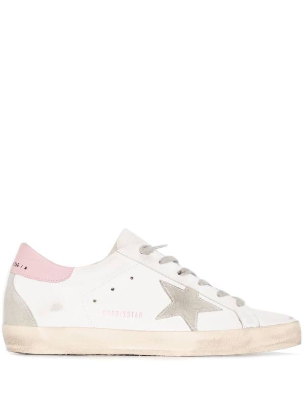 Superstar distressed lace-up sneakers