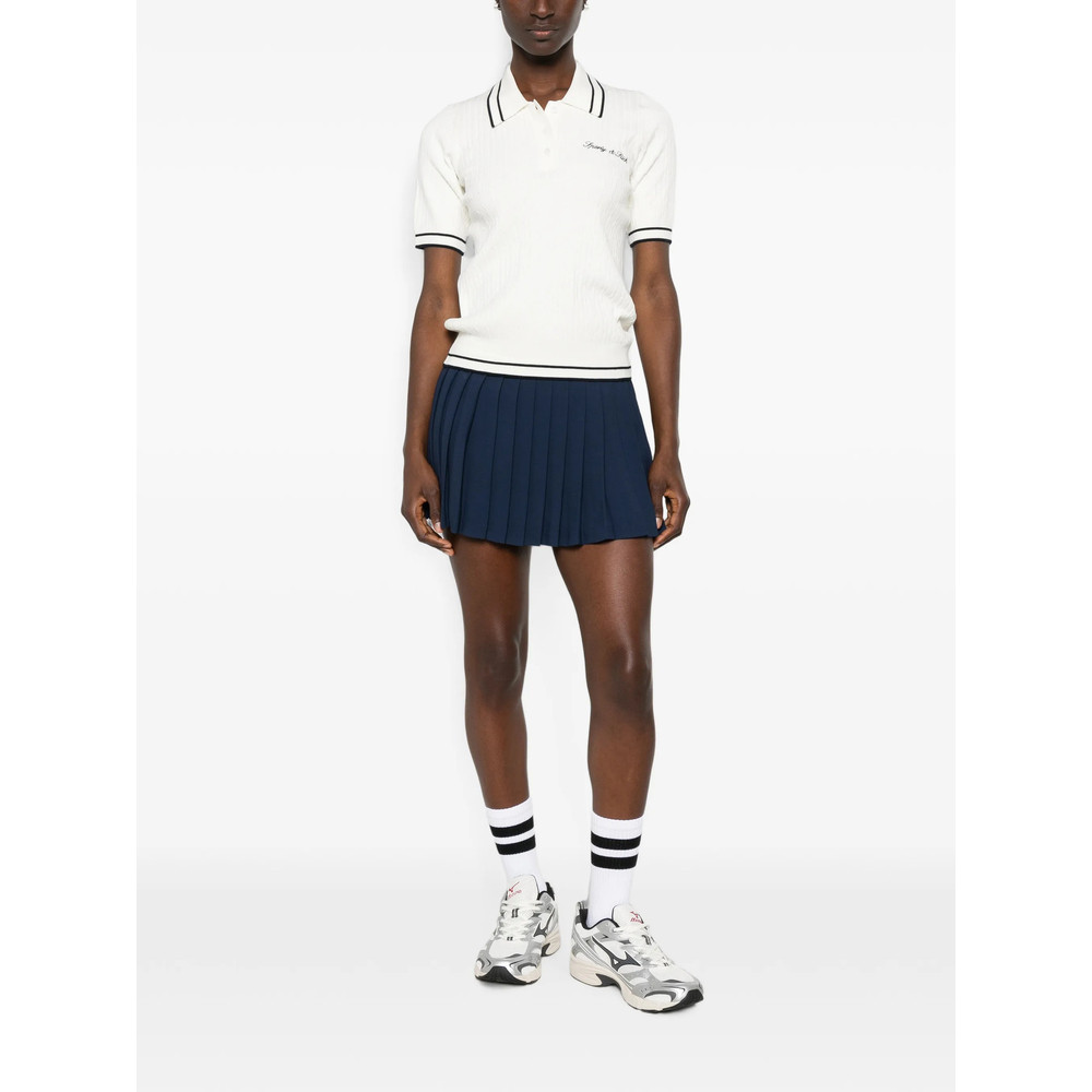 Sporty & Rich Cable-knit Embroidered Polo Shirt