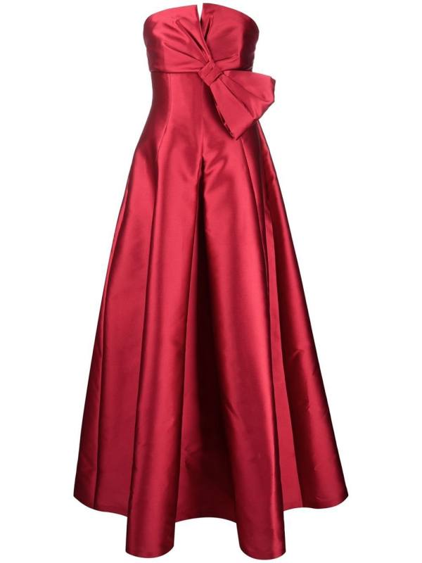 bow-detail strapless gown