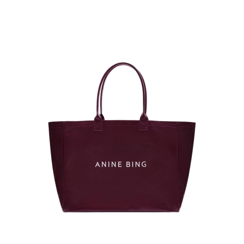 Anine Bing LEO COATED CANVAS TOTE - FIG
