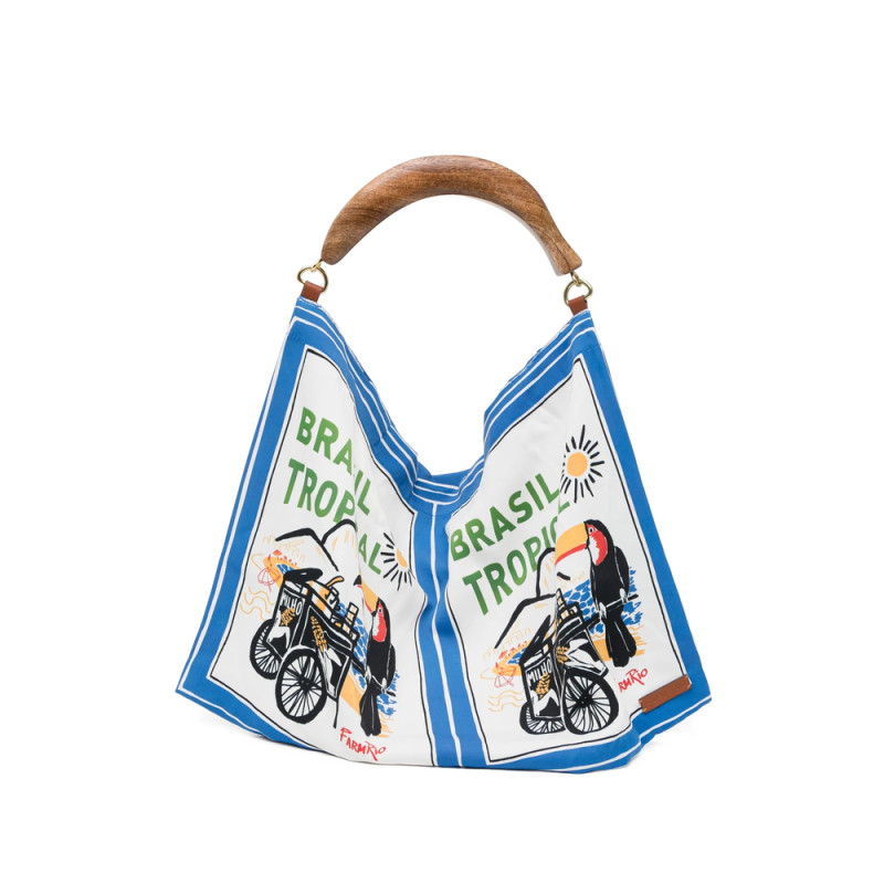Farm Rio Wooden Handle Graphic Tote Bag