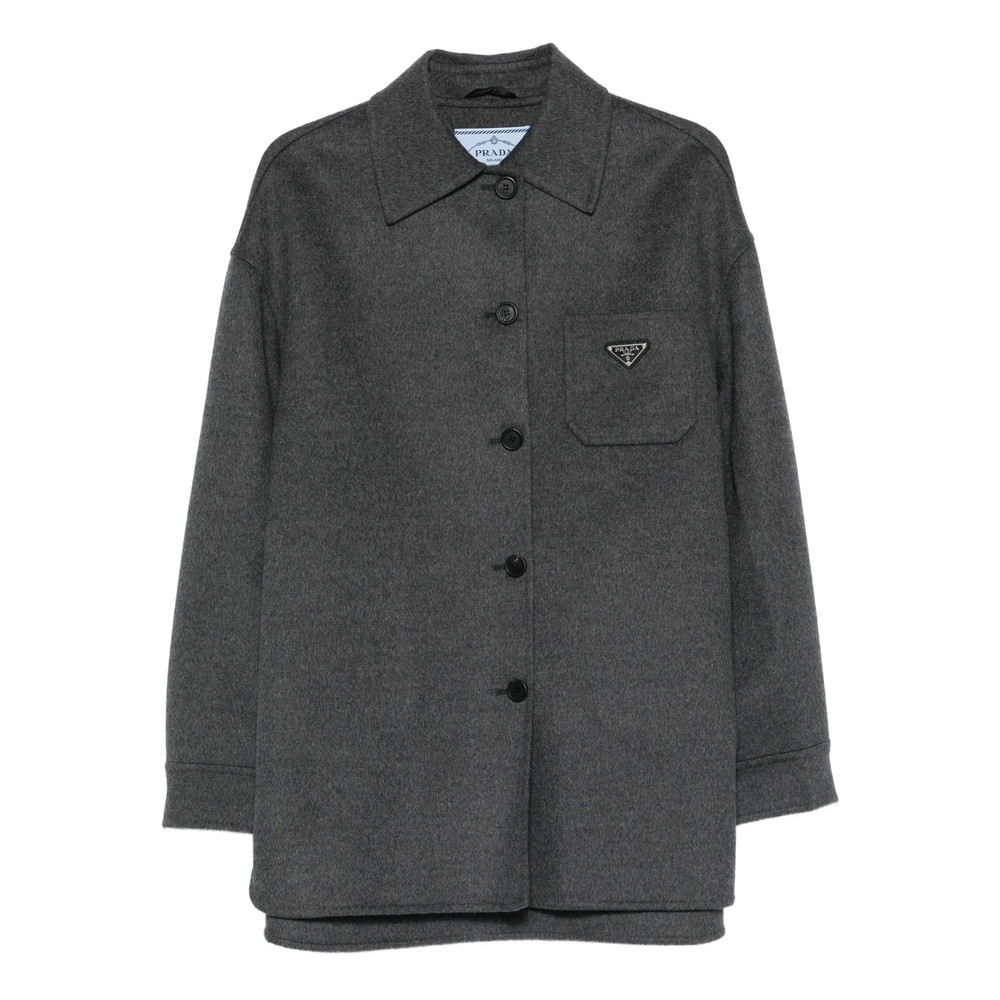 Prada Contrast-collar Buttoned Jacket
