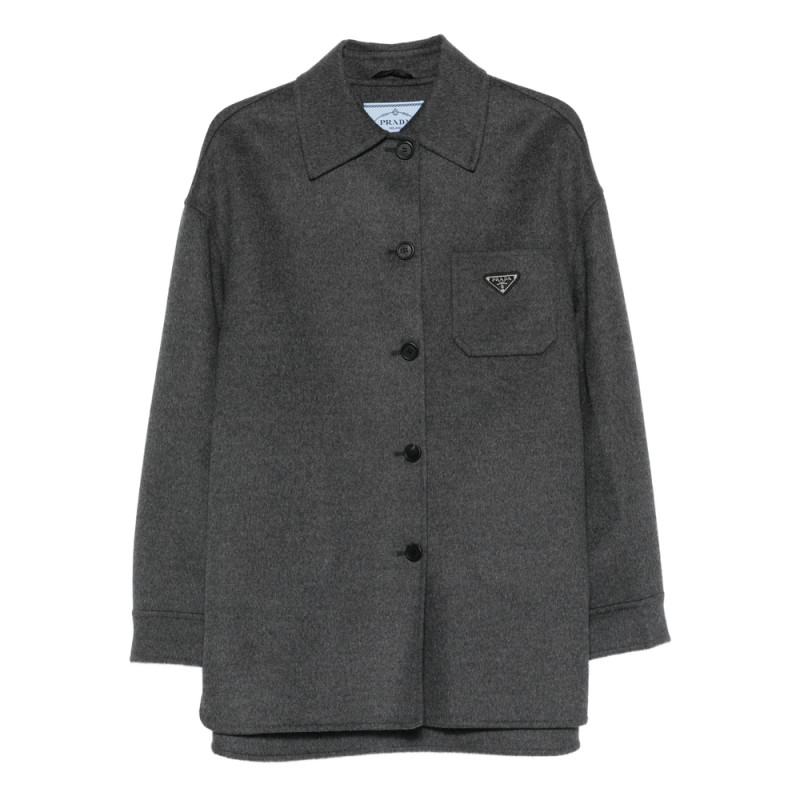 Prada Contrast-collar Buttoned Jacket
